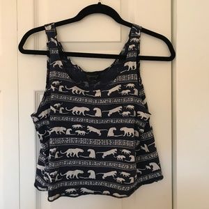 Navy Animal Print Top Shop Tank